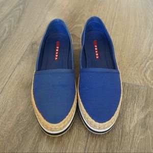 Prada Women's Royal Blue Canvas Espadrille Slip-Ons